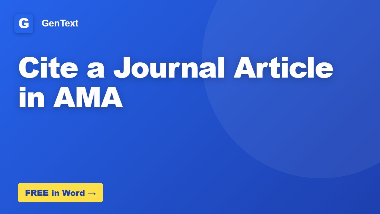 How to Cite a Journal Article in AMA