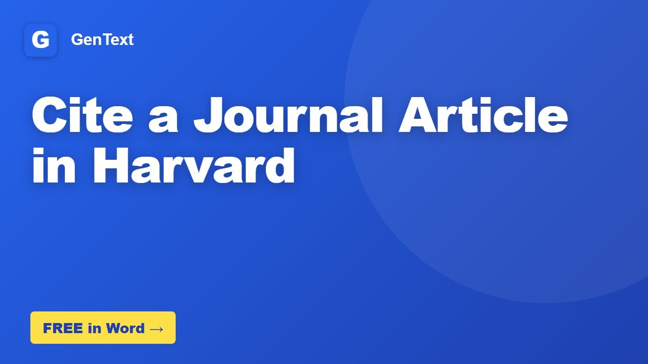 How to Cite a Journal Article in Harvard