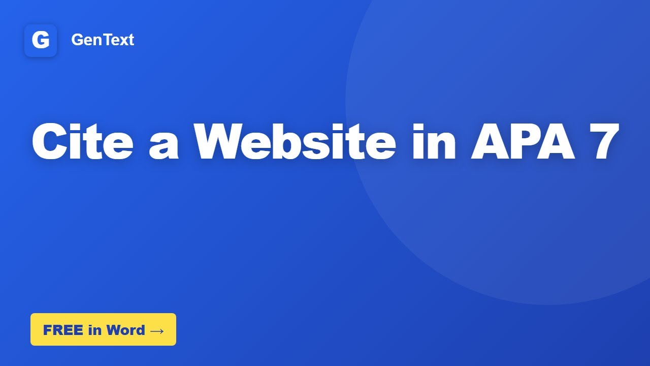 How to Cite a Website in APA 7