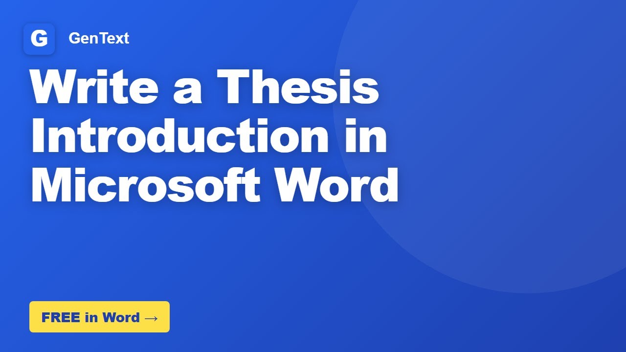 How to Write a Thesis Introduction in Microsoft Word